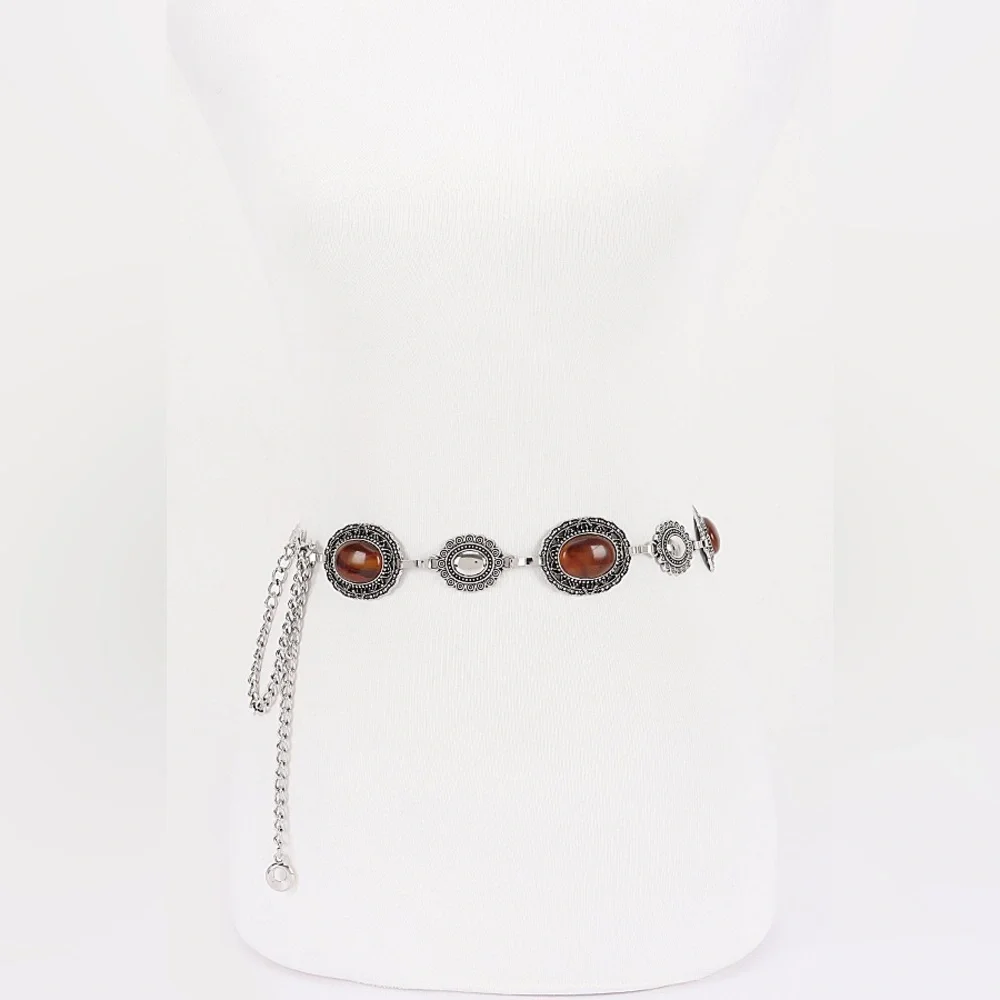 Vintage Acrylic Metal Chain Statement Belt